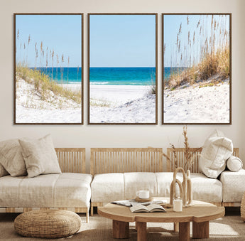 58498-MGV-CV-36X24-White Sandy Beach Wall Art – Panoramic Coastal Canvas Print, Ocean View Decor for Living Room, Bedroom, Office, Relaxing Seaside