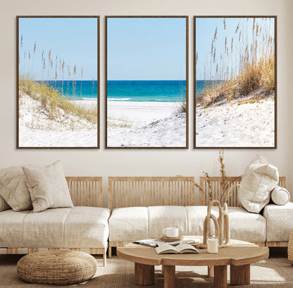 58498-MGV-CV-36X24-White Sandy Beach Wall Art – Panoramic Coastal Canvas Print, Ocean View Decor for Living Room, Bedroom, Office, Relaxing Seaside