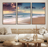 42253-MGV-CV-36X24-Serene Beach Waves Wall Art – Tranquil Ocean Horizon Canvas Print, Coastal Seascape Decor for Living Room or Office Wall