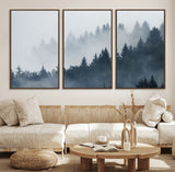 23671-MGV-CV-36X24-Misty Forest Wall Art – Serene Foggy Pine Trees Landscape Canvas Print, Tranquil Nature Decor for Living Room, Bedroom or Office