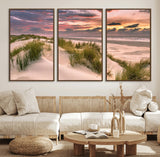 60570-MGV-CV-36X24-Beach Sunset Wall Art – Coastal Sand Dunes and Ocean Horizon Canvas Print, Tranquil Seascape Photography Decor for Living Room or