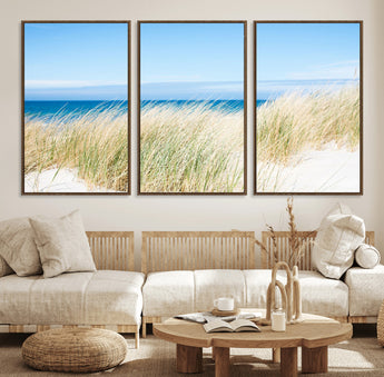 96913-MGV-CV-36X24-Coastal Dunes Wall Art – Serene Beach Grass and Blue Ocean Canvas Print, Relaxing Seaside Nature Decor for Living Room, Bedroom or