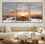 91064-MGV-CV-36X24-Beach Sunset Wall Art – Coastal Sand Dunes and Ocean Horizon Canvas Print, Seaside Landscape Wall Decor for Living Room, Bedroom