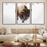 19889-MGV-CV-36X24-Snow Bison Wall Art – Majestic Buffalo Winter Landscape Canvas Print, Rustic Wildlife Photography Decor for Cabin, Lodge, Living