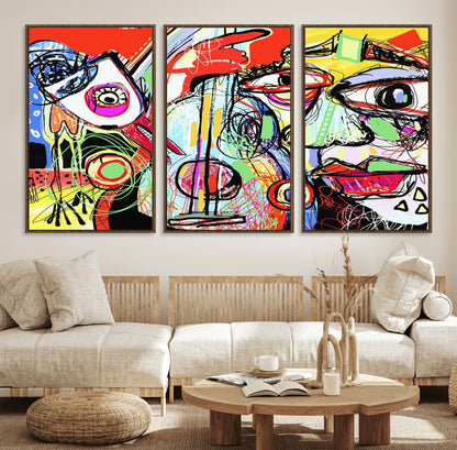 37796-MGV-CV-36X24-Picasso Style Wall Art Canvas Print, Framed Picasso Art Picture Print, Picasso Cubism Perfect Modern Abstract Decor Artwork