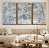 17631-MGV-CV-36X24-Radiant Burst Wall Art – Abstract Sunburst Canvas Print in Blue and Gold, Modern Geometric Painting for Living Room, Office or