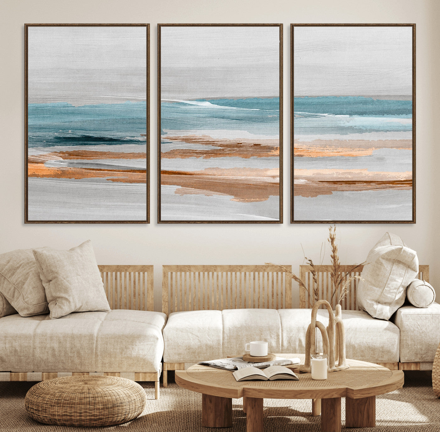 23430-MGV-CV-36X24-Abstract Coastal Wall Art – Modern Ocean Horizon Canvas Print, Minimalist Beach Scene Painting for Bedroom, Living Room, Office or