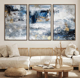 59716-MGV-FC-60X30-3P_Walnut-Abstract Blue and Gold Wall Art – Modern Textured Canvas Print, Contemporary Painting for Living Room, Bedroom, or Office Decor