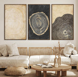 77785-MGV-CV-36X24-Tree Ring Abstract Wall Art – Rustic Wood Growth Pattern Canvas Prints, Modern Nature-Inspired Decor for Living Room or Office