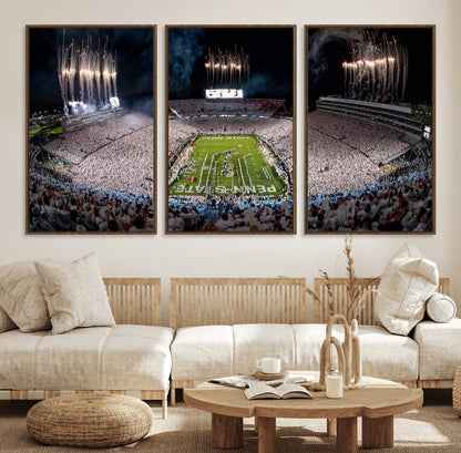11391-MGV-CV-36X24-Penn State Stadium Wall Art – Panoramic White Out Football Game Canvas Print, College Sports Decor for Office, Man Cave, or Living