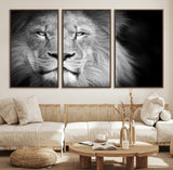 94453-MGV-CV-36X24-Lion Portrait Wall Art – Black and White King of the Jungle Canvas Print, Safari Wildlife Decor for Office, Bedroom, or Living