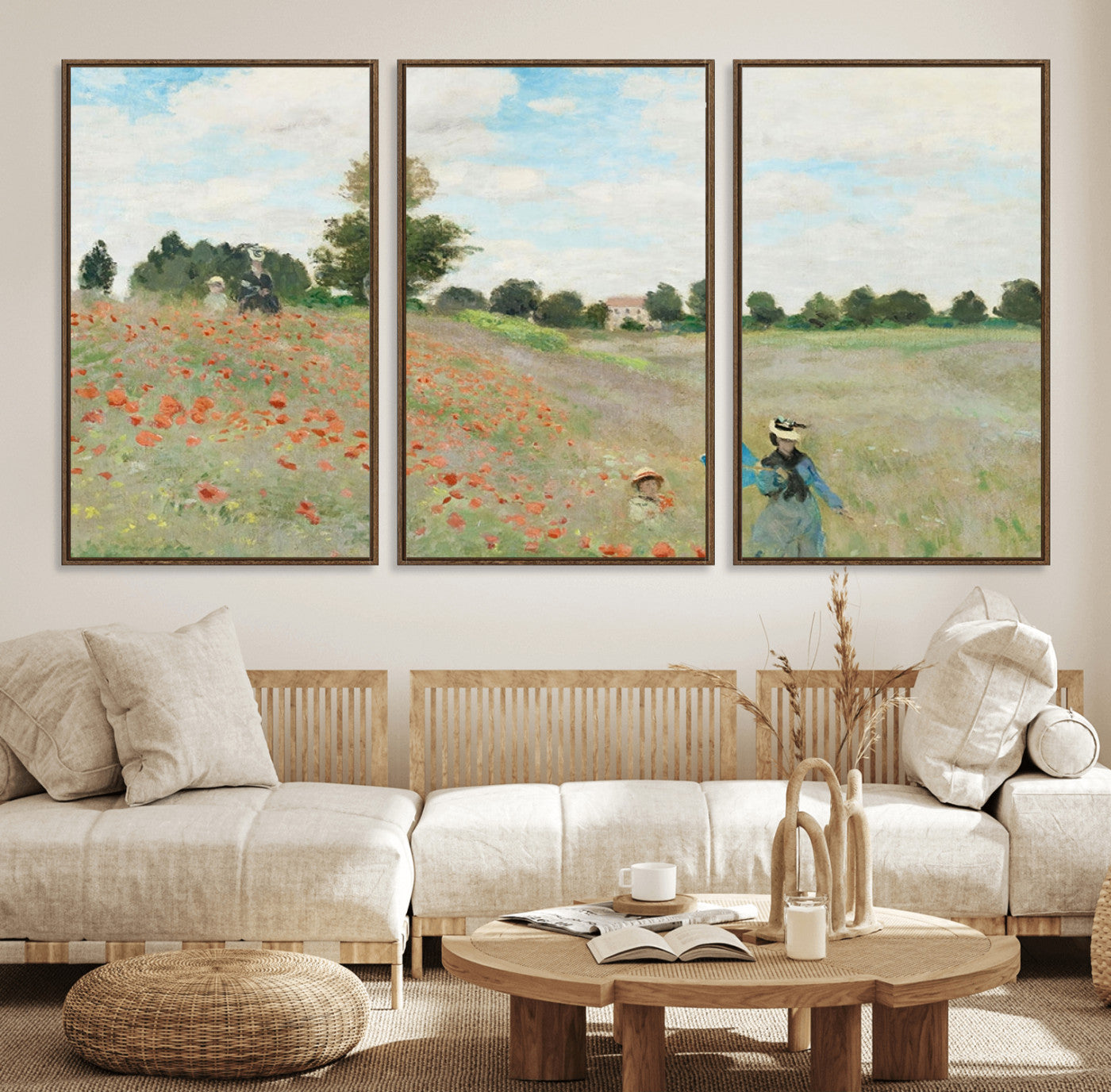 74890-MGV-CV-36X24-Monet Poppy Field Wall Art – Impressionist Landscape Canvas Print, Classic French Artwork for Living Room, Bedroom or Office Decor