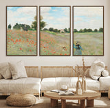 74890-MGV-CV-36X24-Monet Poppy Field Wall Art – Impressionist Landscape Canvas Print, Classic French Artwork for Living Room, Bedroom or Office Decor