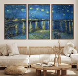 94605-MGV-FC-60X30-3P_Walnut-Starry Night Over the Rhone Wall Art – Vincent van Gogh Canvas Print, Famous Impressionist Painting for Living Room, Office