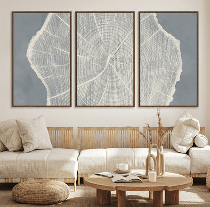 25547-MGV-CV-36X24-Tree Ring Wall Art Canvas Print, Framed Linocut Tree Ring Art Picture Print, Wood Texture Perfect Minimalist Farmhouse Decor