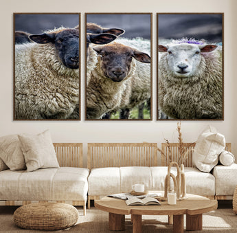 18418-MGV-CV-36X24-Sheep Wall Art Canvas Print, Framed Farmhouse Sheep Art Picture Print, Sheep Herd Perfect Rustic Farmhouse Decor Artwork