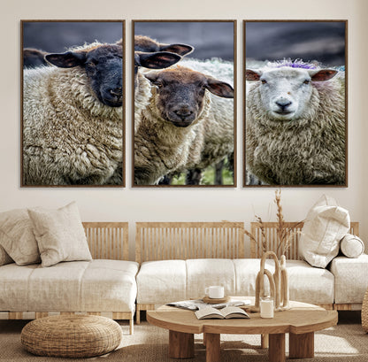 18418-MGV-CV-36X24-Sheep Wall Art Canvas Print, Framed Farmhouse Sheep Art Picture Print, Sheep Herd Perfect Rustic Farmhouse Decor Artwork