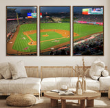 93707-MGV-CV-36X24-Los Angeles Stadium Wall Art Canvas Print, Framed Angel Stadium Field Art Picture Print, Anaheim Stadium Perfect Sports Room Decor