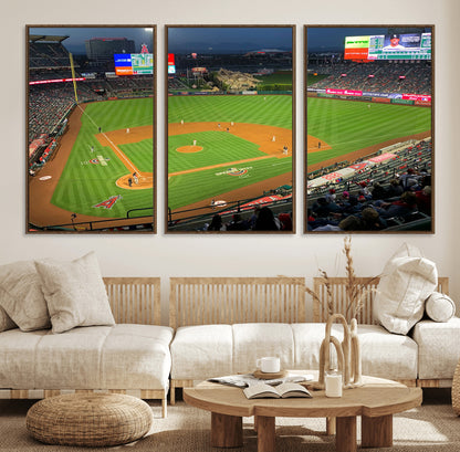 93707-MGV-CV-36X24-Los Angeles Stadium Wall Art Canvas Print, Framed Angel Stadium Field Art Picture Print, Anaheim Stadium Perfect Sports Room Decor
