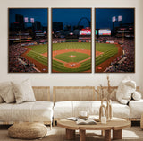 38612-MGV-CV-36X24-Busch Stadium Wall Art Canvas Print, Framed Missouri Stadium Art Picture Print, Busch Stadium Field Perfect Sports Room Decor