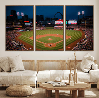 38612-MGV-CV-36X24-Busch Stadium Wall Art Canvas Print, Framed Missouri Stadium Art Picture Print, Busch Stadium Field Perfect Sports Room Decor