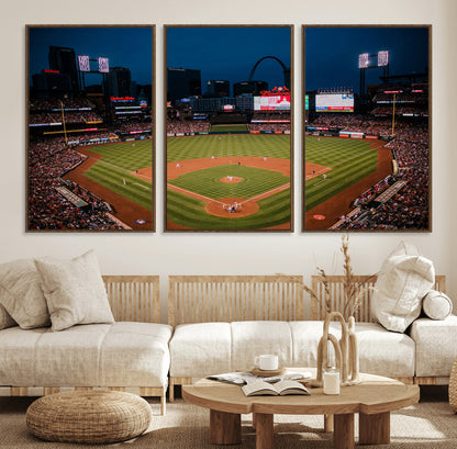 38612-MGV-CV-36X24-Busch Stadium Wall Art Canvas Print, Framed Missouri Stadium Art Picture Print, Busch Stadium Field Perfect Sports Room Decor