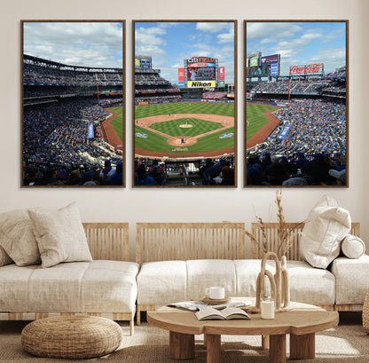 22910-MGV-CV-36X24-City Field Stadium Wall Art Canvas Print, Framed New York Stadium Art Picture Print, City Field Perfect Sport Room Decor Artwork