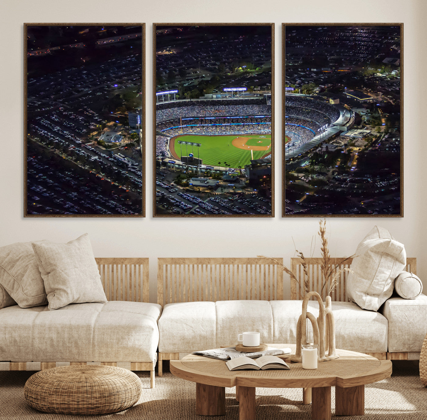 16515-MGV-CV-36X24-Dodgers Stadium Wall Art Canvas Print, Framed Baseball Stadium Art Picture Print, Dodgers Field Perfect Sport Room Decor Artwork