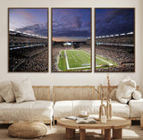52712-MGV-FC-60X30-3P_Walnut-Gillette Stadium Field Wall Art Canvas Print, Framed Massachusetts Stadium Art Picture Print, Gillette Stadium Perfect Sport Room