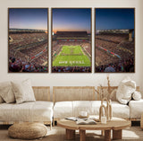 17421-MGV-FC-60X30-3P_Walnut-Kyle Field Wall Art Canvas Print, Framed Texas Stadium Art Picture Print, Kyle Field Stadium Perfect Sport Room Decor Artwork