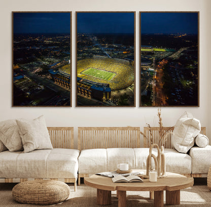 52519-MGV-CV-36X24-Michigan Football Stadium Wall Art Canvas Print, Framed Michigan Stadium Art Picture Print, Michigan Wolverines Field Perfect