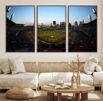 67670-MGV-CV-36X24-PNC Park Stadium Wall Art Canvas Print, Framed Pittsburgh Pirates Stadium Art Picture Print, PNC Park Field Perfect Sport Room