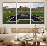 52835-MGV-FC-60X30-3P_Walnut-Notre Dame Stadium Wall Art Canvas Print, Framed Indiana Stadium Art Picture Print, Notre Dame Field Perfect Sport Room Decor