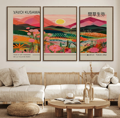 18304-MGV-FC-60X30-3P_Walnut-Sunset Mountain Landscape Wall Art – Panoramic Abstract Nature Canvas Print, Vibrant Wall Decor for Living Room, Bedroom, Office,