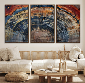 63519-MGV-CV-36X24-Tree Ring Wall Art – Rustic Nature Wood Grain Canvas Print, Abstract Natural Texture Artwork Poster for Living Room, Bedroom,