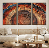 28555-MGV-CV-36X24-Tree Ring Wall Art – Rustic Wood Grain Canvas Print, Natural Texture Abstract Artwork Poster for Living Room, Bedroom, Office,