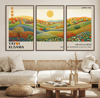 33864-MGV-CV-36X24-Pointillism Yayoi Wall Art Canvas Print, Framed Yayoi Kusama Art Picture Print, Yayoi Kusama Dot Perfect Abstract Nature Decor