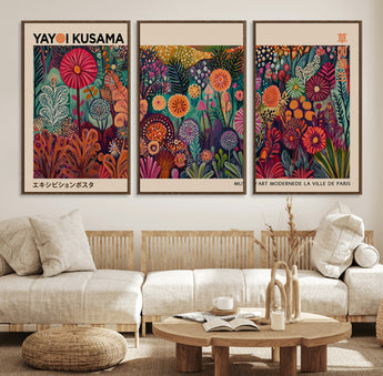 51280-MGV-CV-36X24-Abstract Yayoi Kusama Wall Art Canvas Print, Framed Japanese Wabi Sabi Art Picture Print, Yayoi Kusama Perfect Abstract Modern