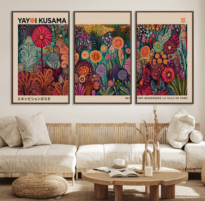 51280-MGV-CV-36X24-Abstract Yayoi Kusama Wall Art Canvas Print, Framed Japanese Wabi Sabi Art Picture Print, Yayoi Kusama Perfect Abstract Modern