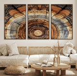 15184146-MGV-CV-36X24-Tree Rings Wall Art Canvas Print, Framed Wood Texture Art Picture Print, Rustic Pattern Perfect Rustic Organic Decor Artwork