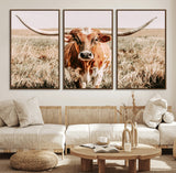 54986862-MGV-CV-36X24-Majestic Longhorn Wall Art – Canvas Print of Graceful Strength & Bold Spirit, Wild Plains Beauty Nature Inspired Rustic Decor for