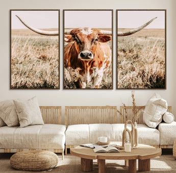 54986862-MGV-CV-36X24-Majestic Longhorn Wall Art – Canvas Print of Graceful Strength & Bold Spirit, Wild Plains Beauty Nature Inspired Rustic Decor for