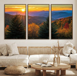 36964931-MGV-CV-36X24-Autumn Mountains Wall Art Canvas Print, Framed Sunset Glow Forest Art Picture Print, Golden Trees Perfect Vibrant Nature Decor
