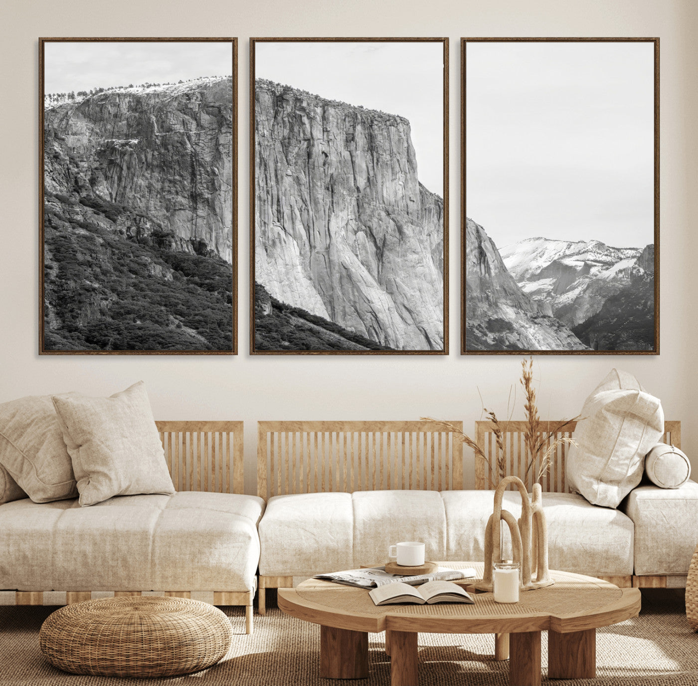 39393420-MGV-CV-36X24-El Capitan Wall Art Canvas Print, Framed Yosemite Cliff Art Picture Print, Monochrome Mountain Perfect Monochrome Sierra Decor