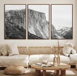 39393420-MGV-CV-36X24-El Capitan Wall Art Canvas Print, Framed Yosemite Cliff Art Picture Print, Monochrome Mountain Perfect Monochrome Sierra Decor