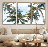 87247012-MGV-CV-36X24-Skyward Palm Trees Wall Art Canvas Print, Framed Tropical Sky Art Picture Print, Coconut Palm Perfect Tropical Skyview Decor