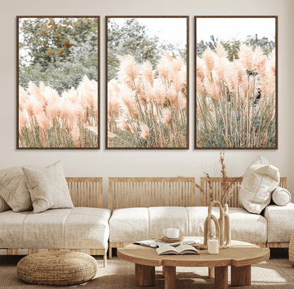 21826392-MGV-CV-36X24-Pampas Grass Wall Art Canvas Print, Framed Soft Pampas Art Picture Print, Pastel Grasses Perfect Soft Neutral Boho Decor Artwork
