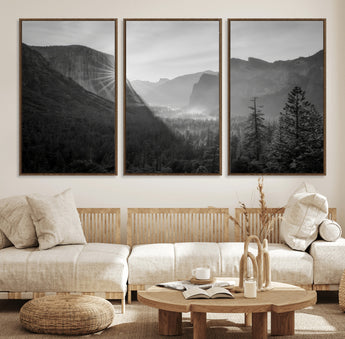 39278955-MGV-CV-36X24-Yosemite Valley Wall Art Canvas Print, Framed El Capitan Art Picture Print, Misty Mountain Perfect Modern Rustic Decor Artwork