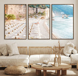 84816639-MGV-CV-36X24-Mediterranean Beach Wall Art Canvas Print, Framed Airy Coastal Art Picture Print, Summer Shore Perfect Coastal Retreat Decor