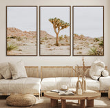 67109959-MGV-FC-60X30-3P_Walnut-Joshua Tree Wall Art Canvas Print, Framed Neutral Desert Art Picture Print, Earthy Landscape Perfect Neutral Boho Decor Artwork